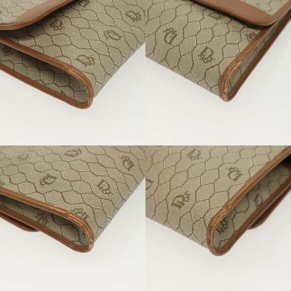 DIOR Honeycomb Canvas Chain Shoulder Bag Pvc Beige Gold - Picture 10 of 12